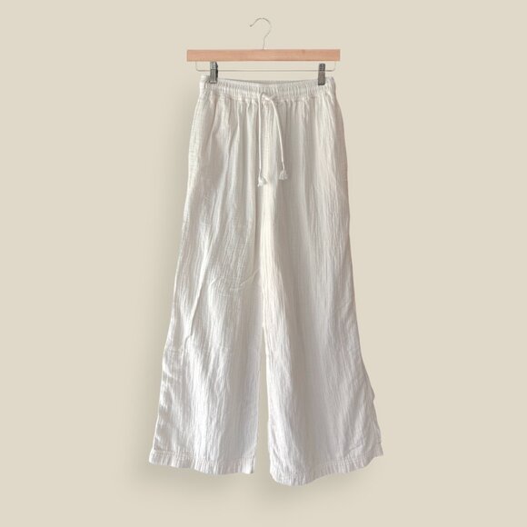 Madewell Double-Gauze Drawstring Wide-Leg Pants, Lighthouse, XS - Picture 1 of 4